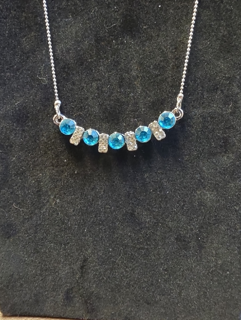 Blue Crystal Bar Necklace